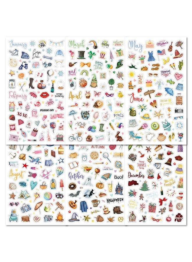 Ba Love 316 Stickers Planner Stickers Book, 6 Sheets Waterproof Repositionable Stickers for Journal, Bullet Planner, Scrapbook & Calendar, Functional Decorative Sticker Set & Gift - Image 3